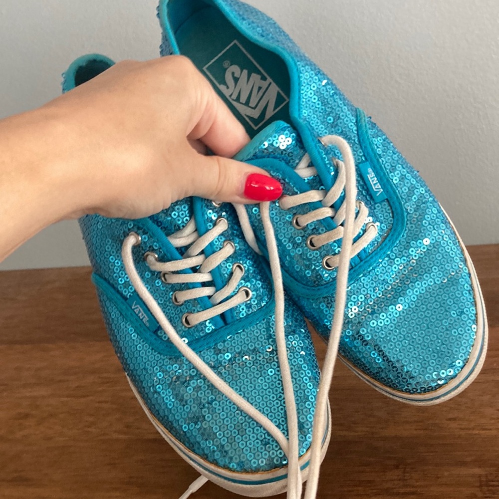 Blue sequin vans